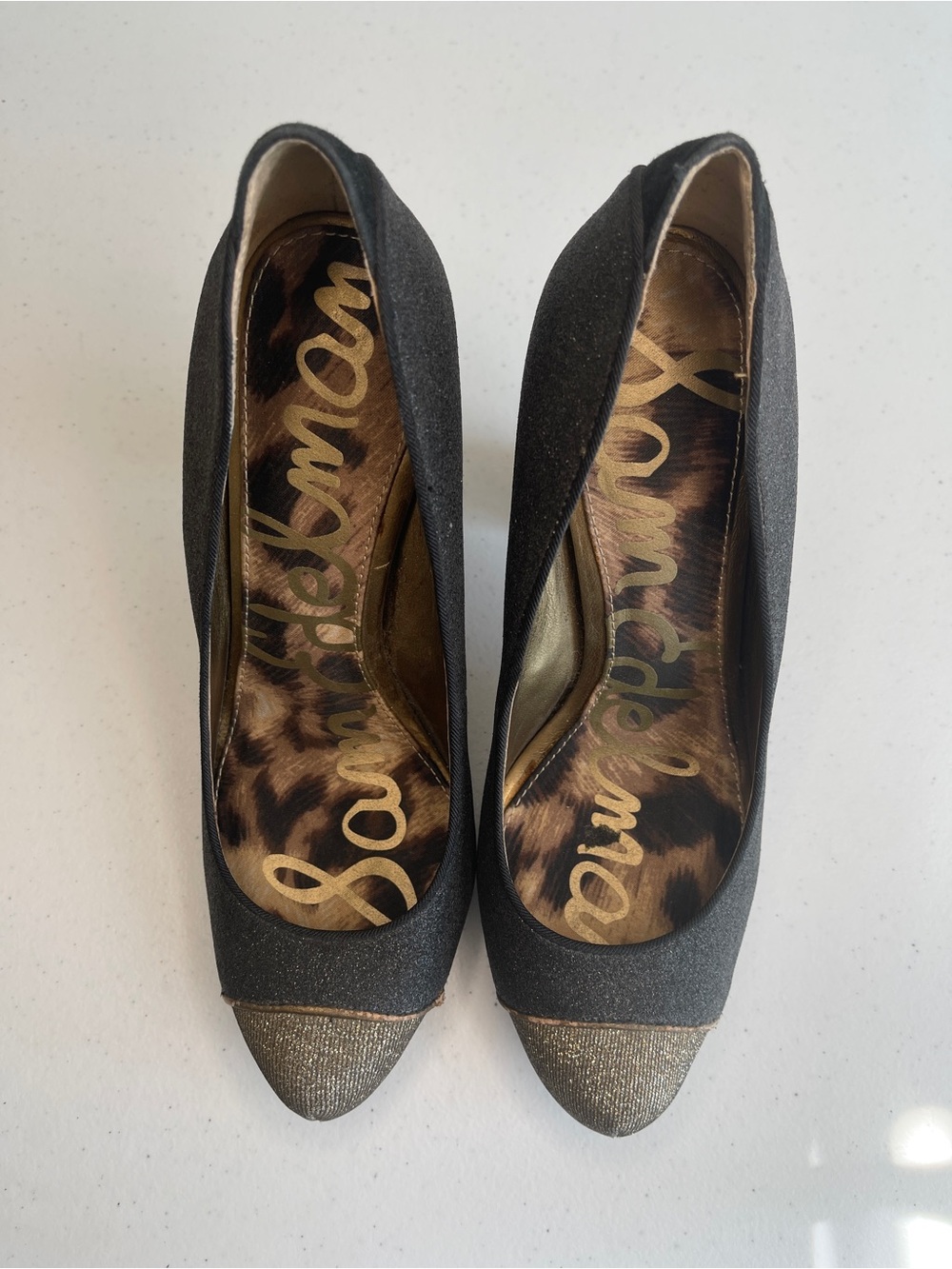 Sam Edelman Block Pumps with Gold Cap Toe size 6